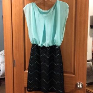 Mint green and black dress, lightly worn